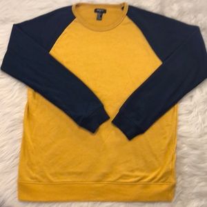 Forever 21 Yellow and Navy Blue Long Sleeve Shirt